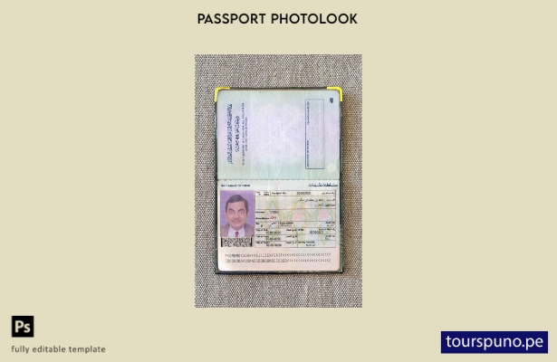 listo para imprimir plantilla de aspecto fotográfico del pasaporte de Omán ()